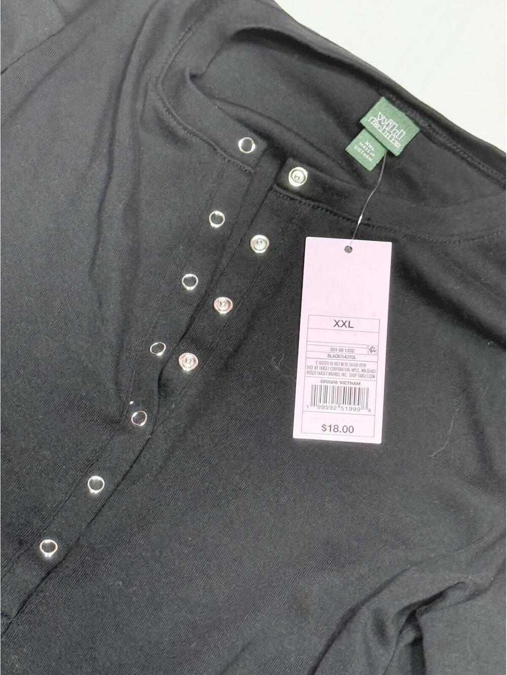 Wild Fable Women's Long Sleeve Black Henley Shirt XXL
